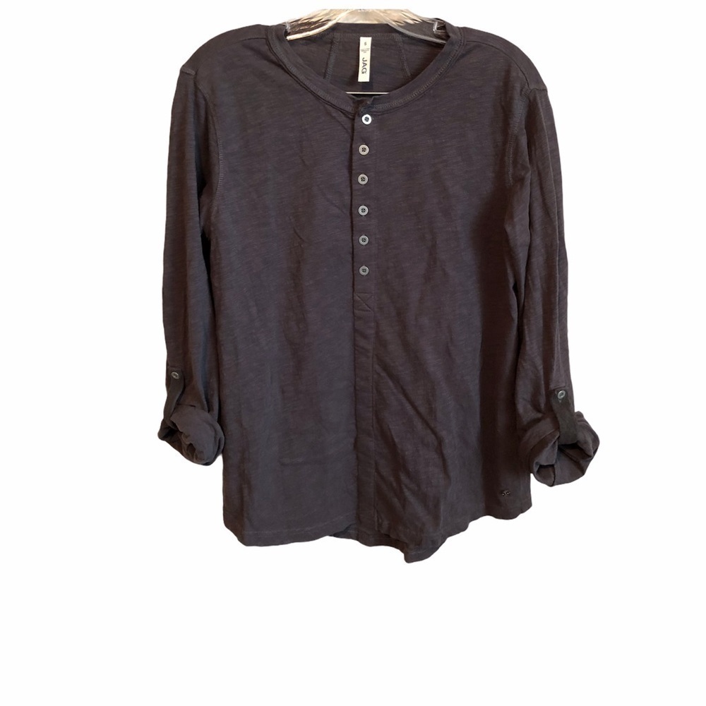 Jag Blue Gray Popover Henley Hi Low Top